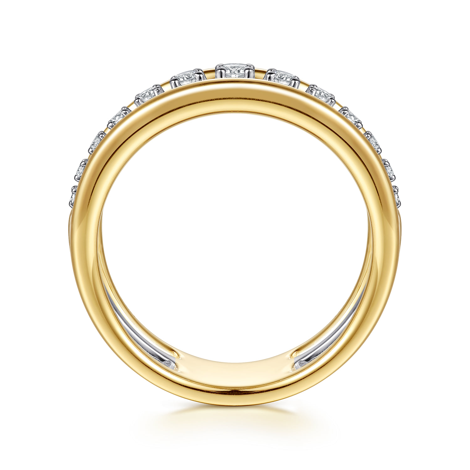 Graduating Diamond Easy Stackable Ring in 14K White/Yellow Gold, photograph 2