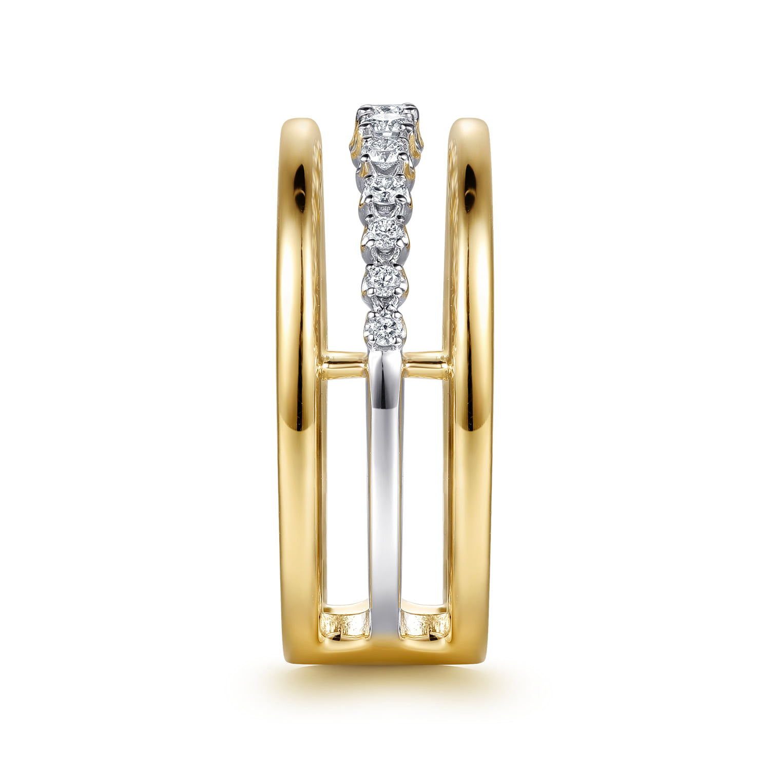 Graduating Diamond Easy Stackable Ring in 14K White/Yellow Gold, photograph 4