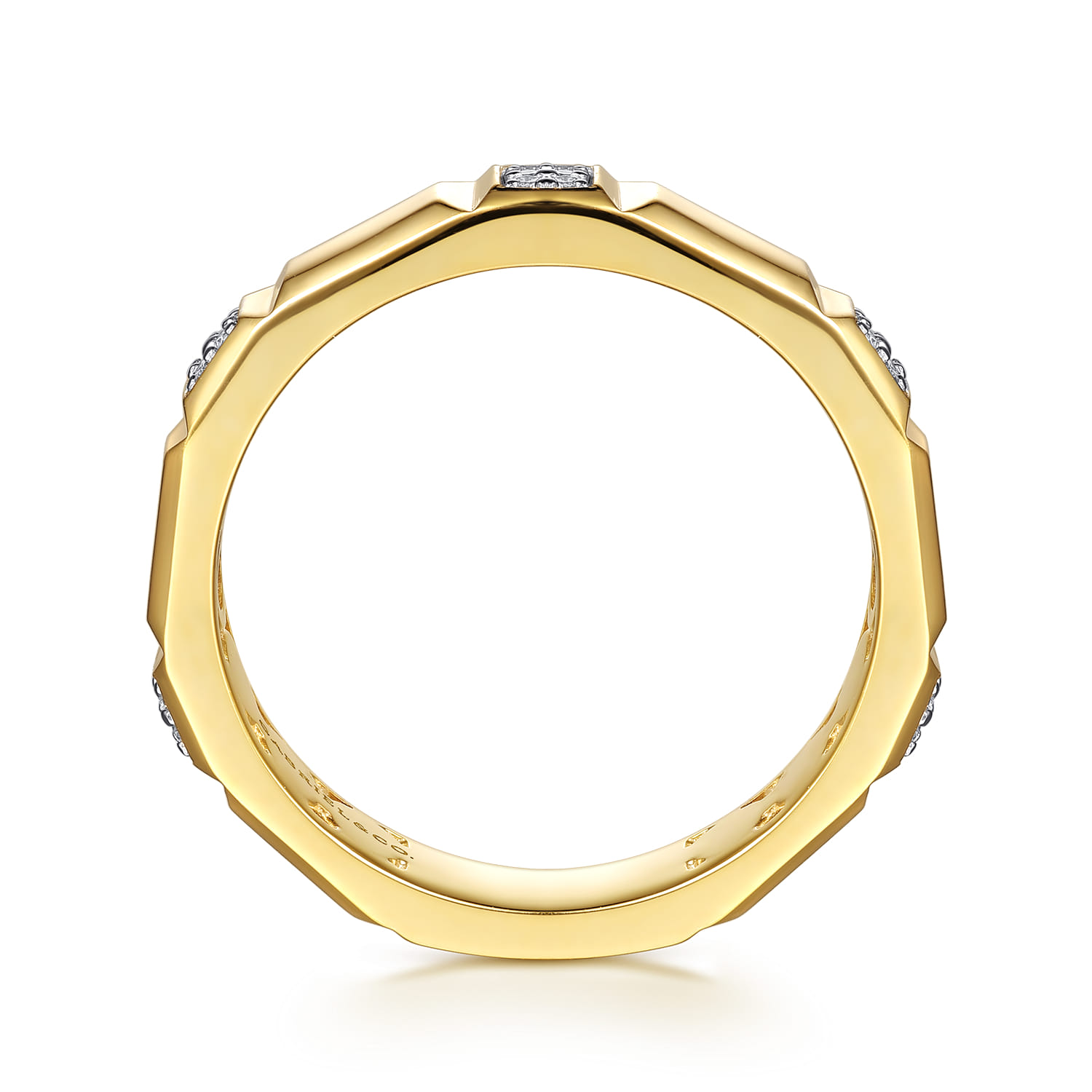 Diamond and Half Cube Stackable Ring in 14K Yellow Gold, photograph 2