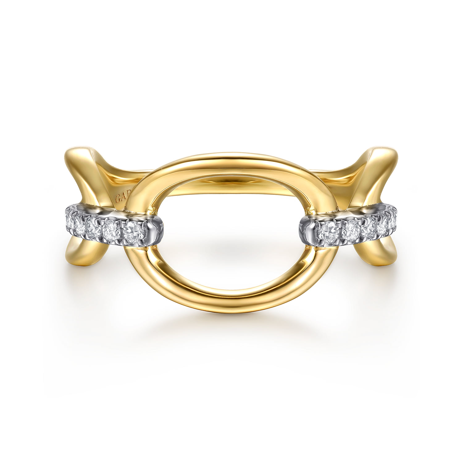 Diamond Link Chain Ring in 14K White/Yellow Gold