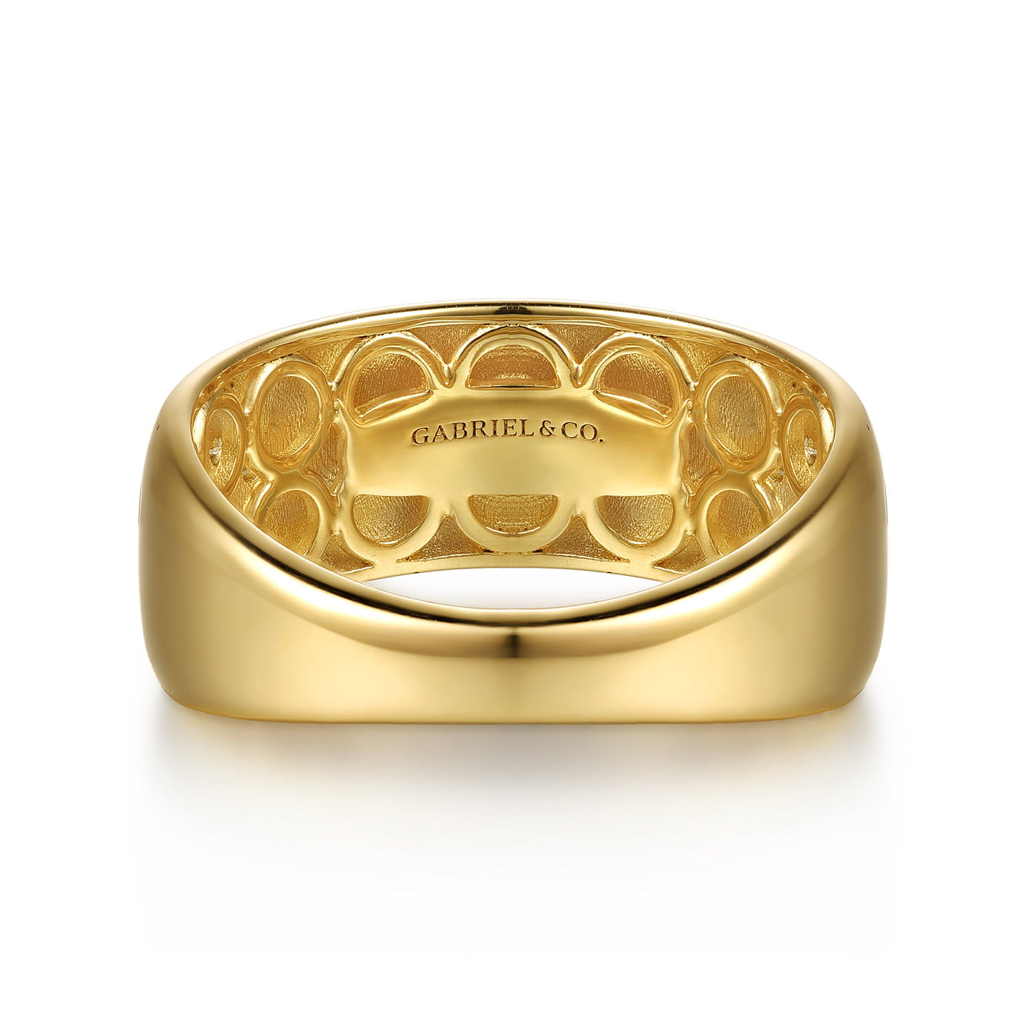 Diamond Clover Station Wide Band Ring in 14K Yellow Gold, photograph 5