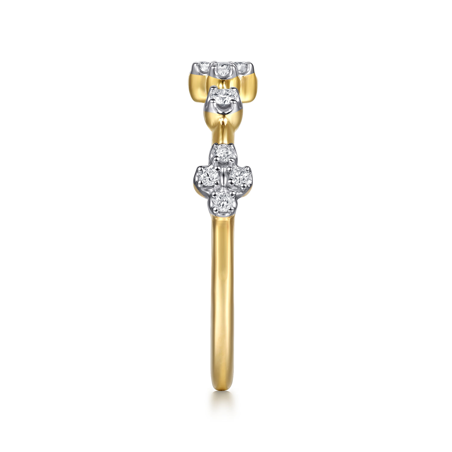Diamond Clover Station Stackable Ring in 14K Yellow Gold, photograph 4