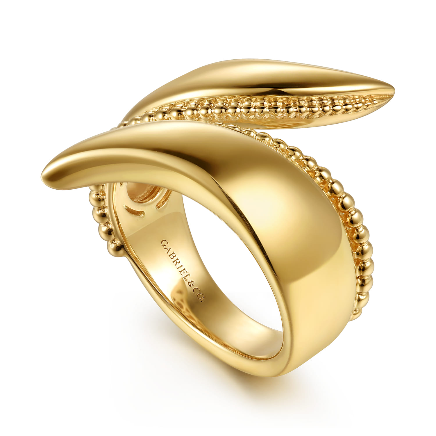Bujukan Curved Bypass Ring in 14K Yellow Gold, photograph 3