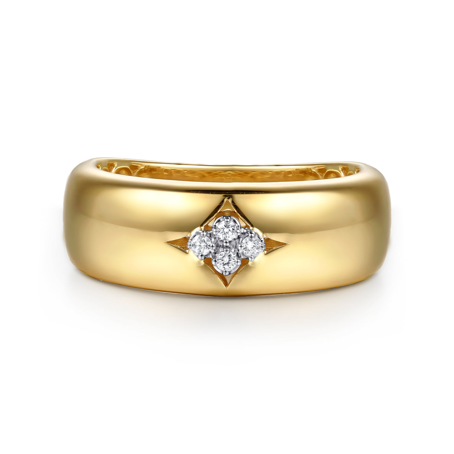Diamond Clover Wide Band Ring