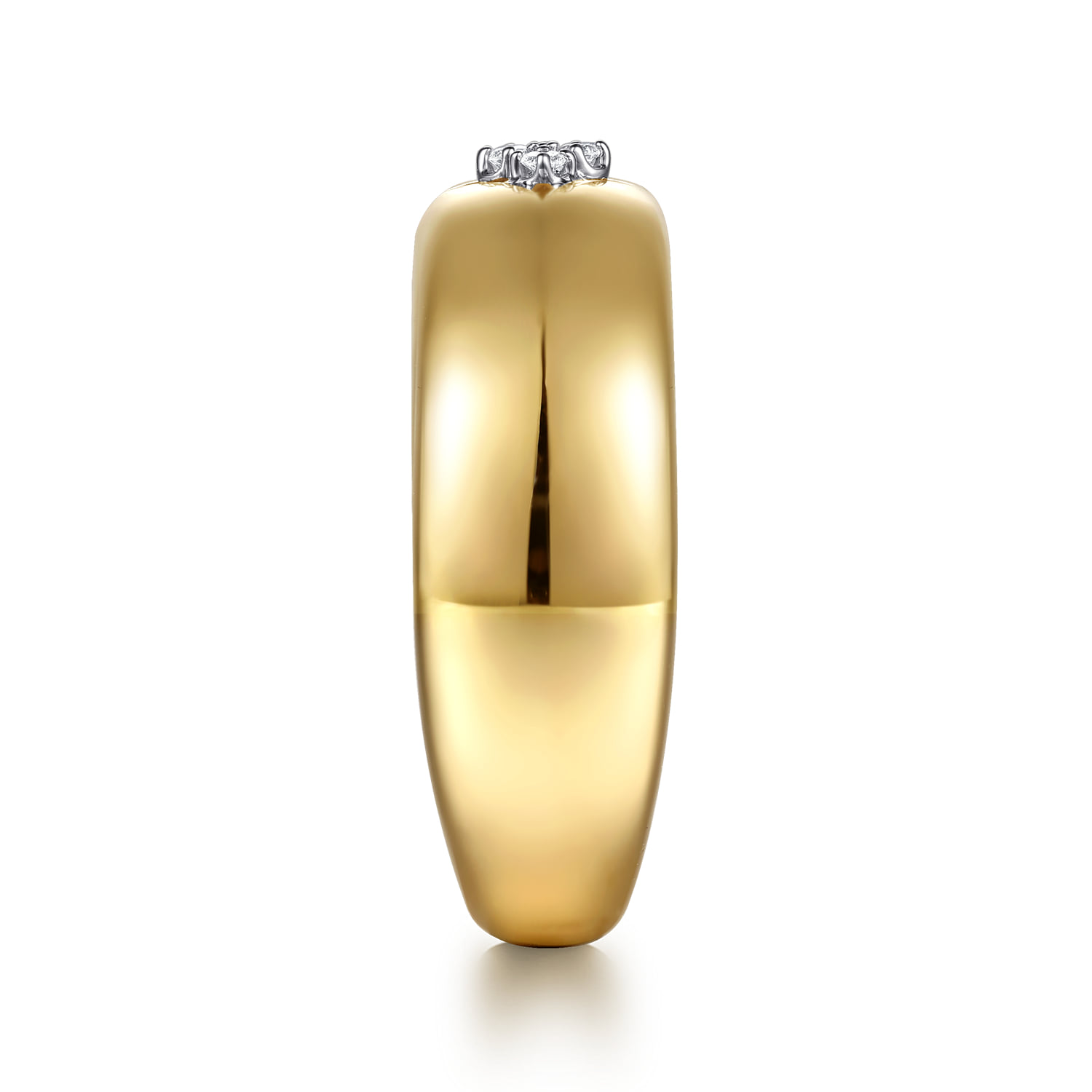Diamond Clover Wide Band Ring in 14K White/Yellow Gold, photograph 4