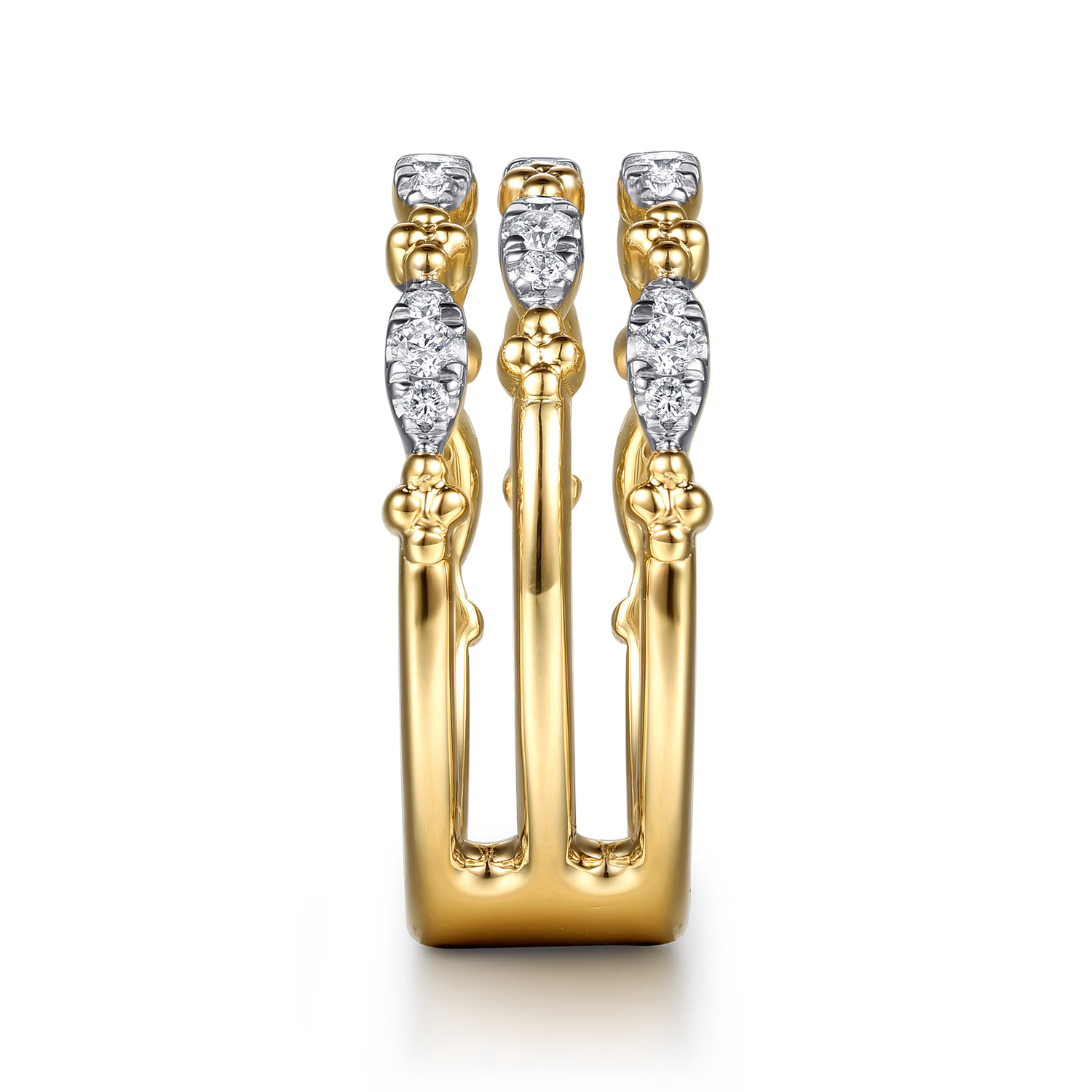 Bujukan Clover and Diamond Easy Stackable Ring in 14K Yellow Gold, photograph 4