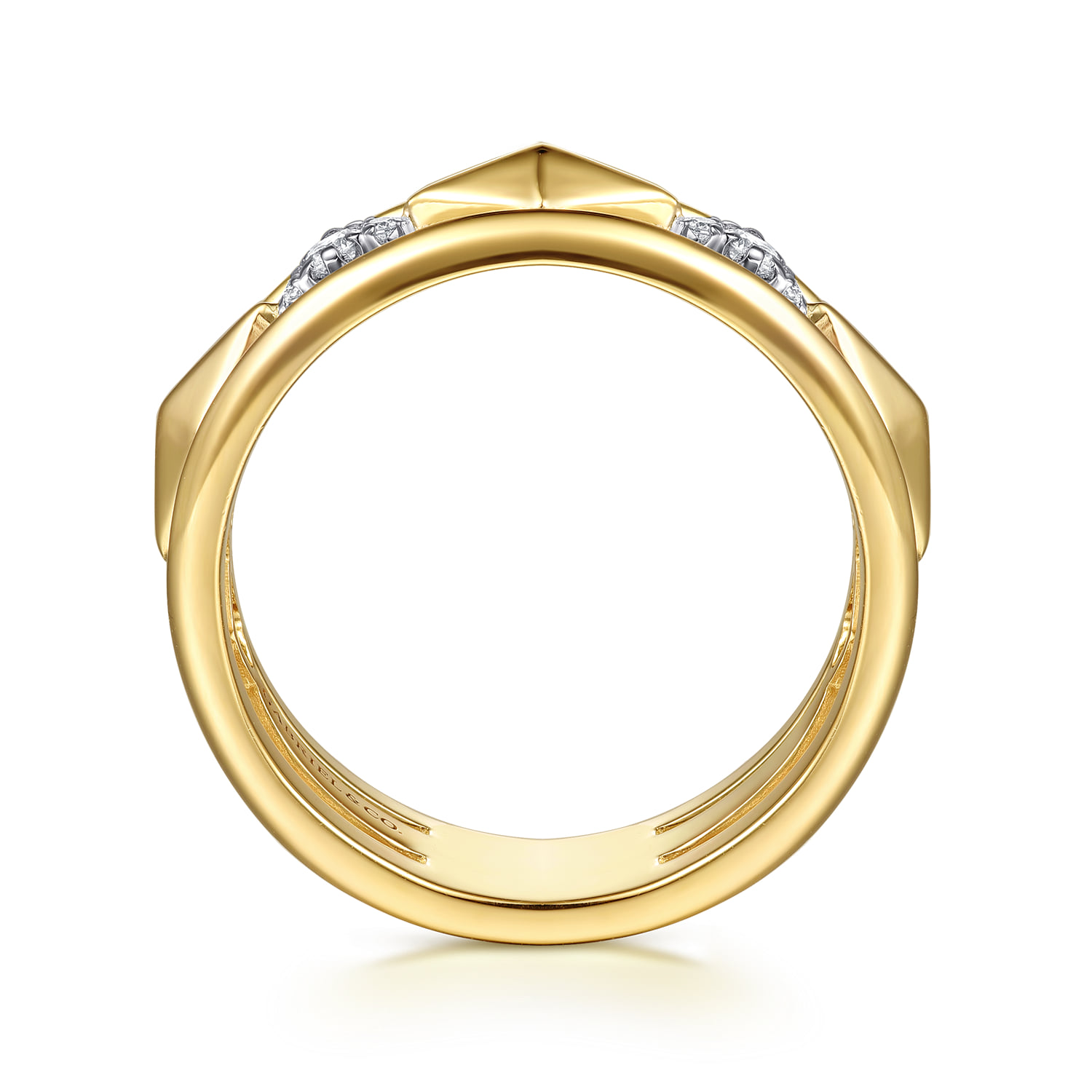 Graduating Diamond Kite Shape Easy Stackable Ring in 14K White/Yellow Gold, photograph 2