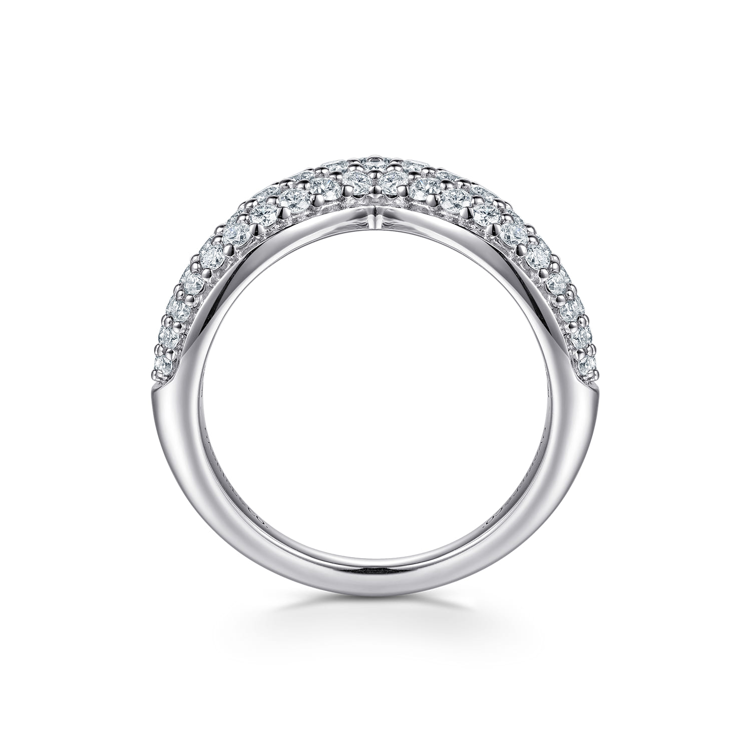 Diamond Pave Chevron Pinkie Ring in 14K White Gold, photograph 2