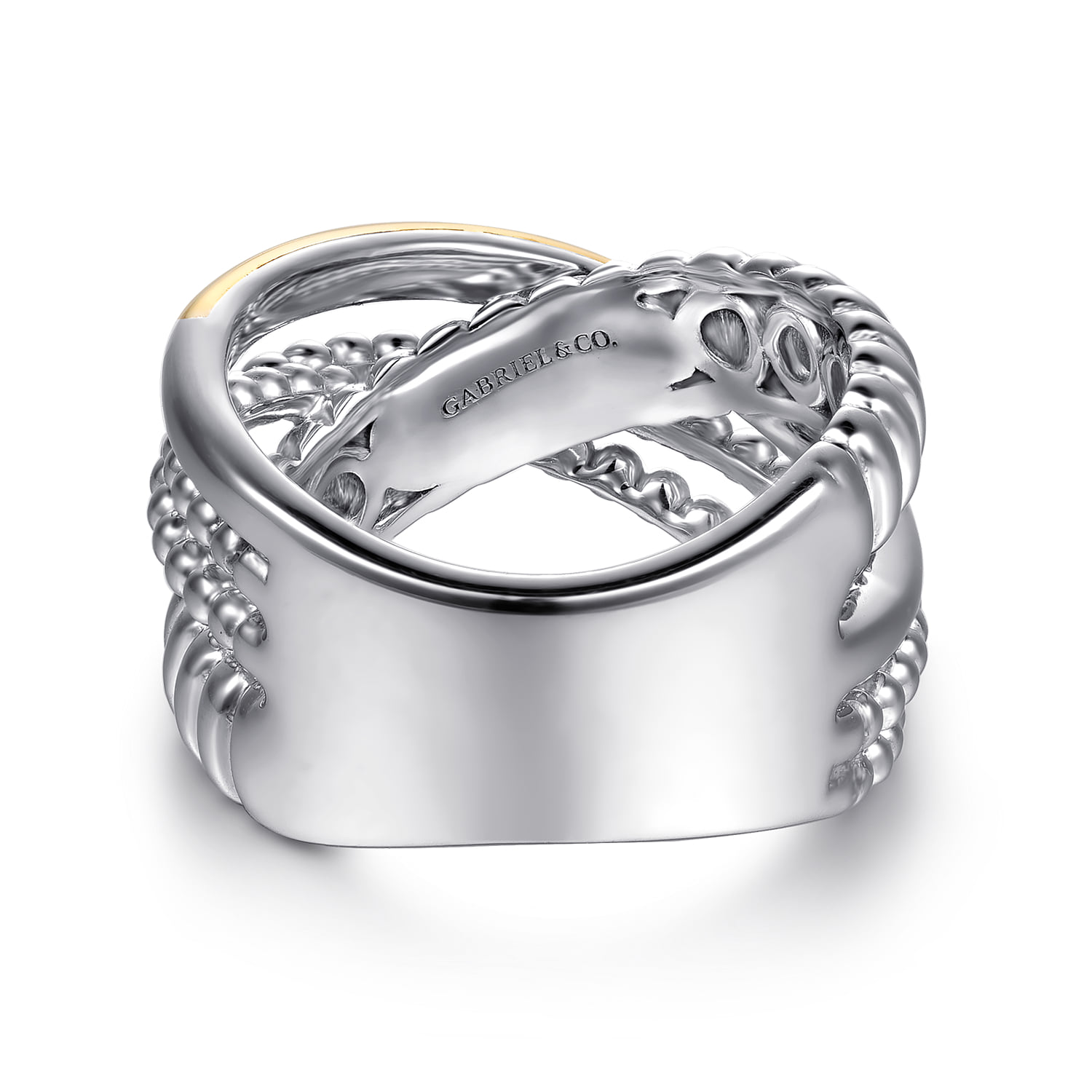 and Bujukan Beaded and Shrimp Criss Cross Ring in 14K Yellow Gold, photograph 5