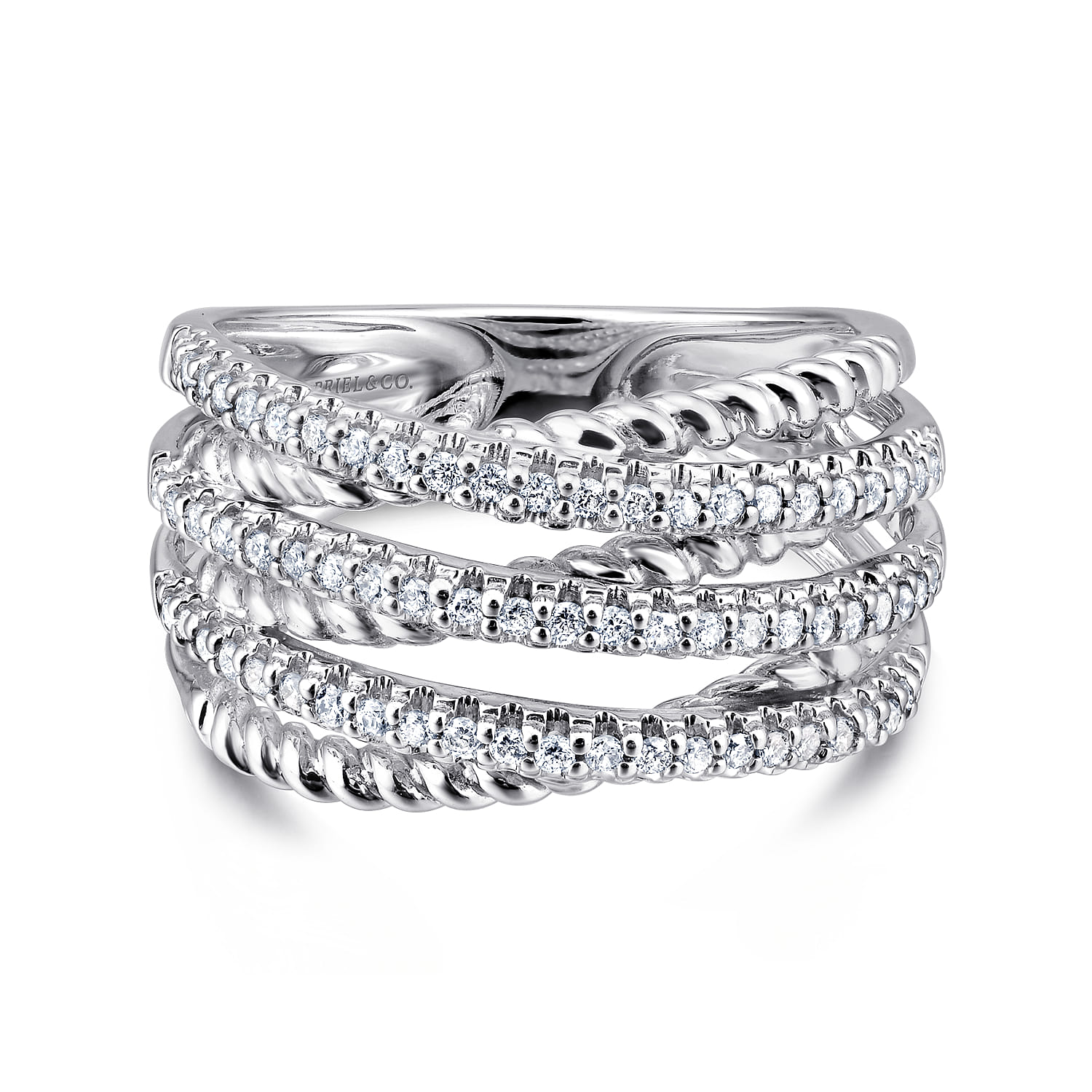 Twisted Rope and Diamond Criss Cross Ring