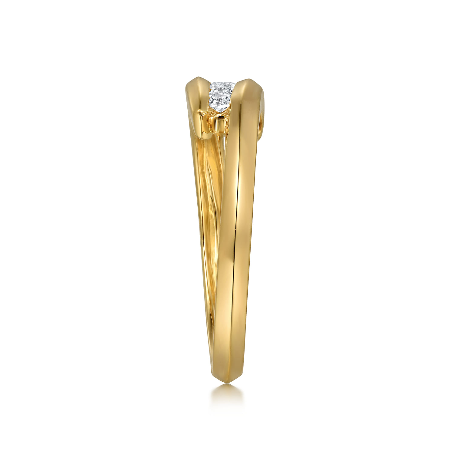 White Sapphire Ladies Ring in 14K Yellow Gold, photograph 4