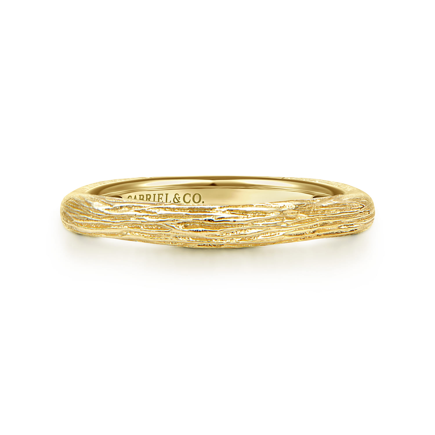 Brushed Textured Stackable Ring in 14K Yellow Gold