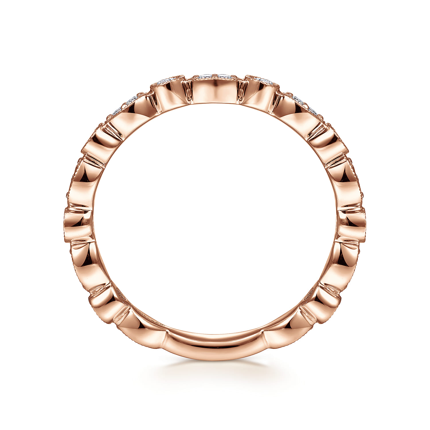and Station Diamond Ring in 14K Rose Gold, photograph 2
