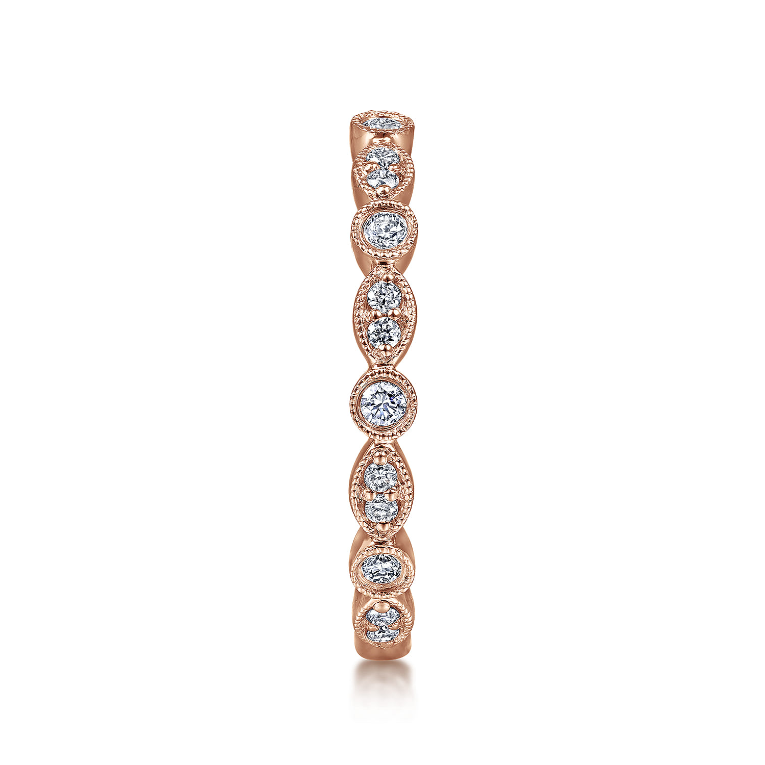 and Station Diamond Ring in 14K Rose Gold, photograph 4