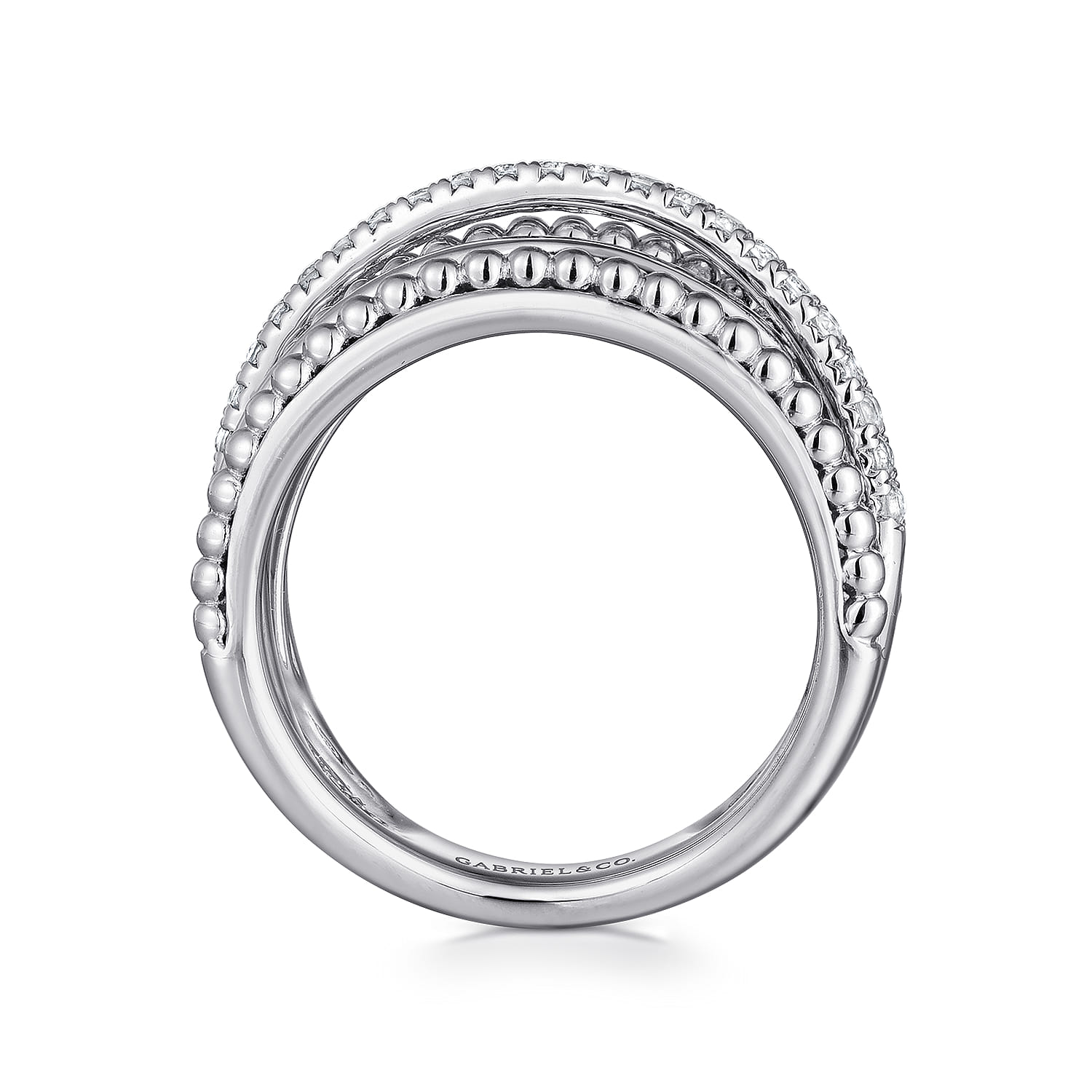 Layered Bujukan Beaded White Sapphire Ring in Sterling Silver, photograph 2