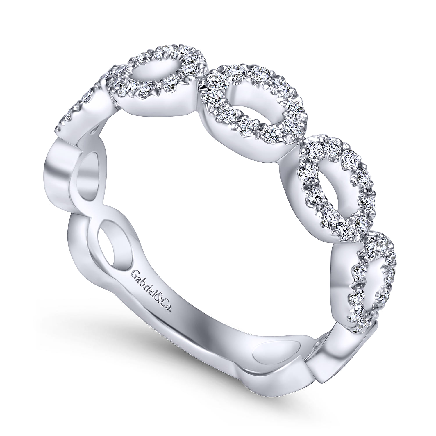 Open Circles Diamond Band in 14K White Gold, photograph 3