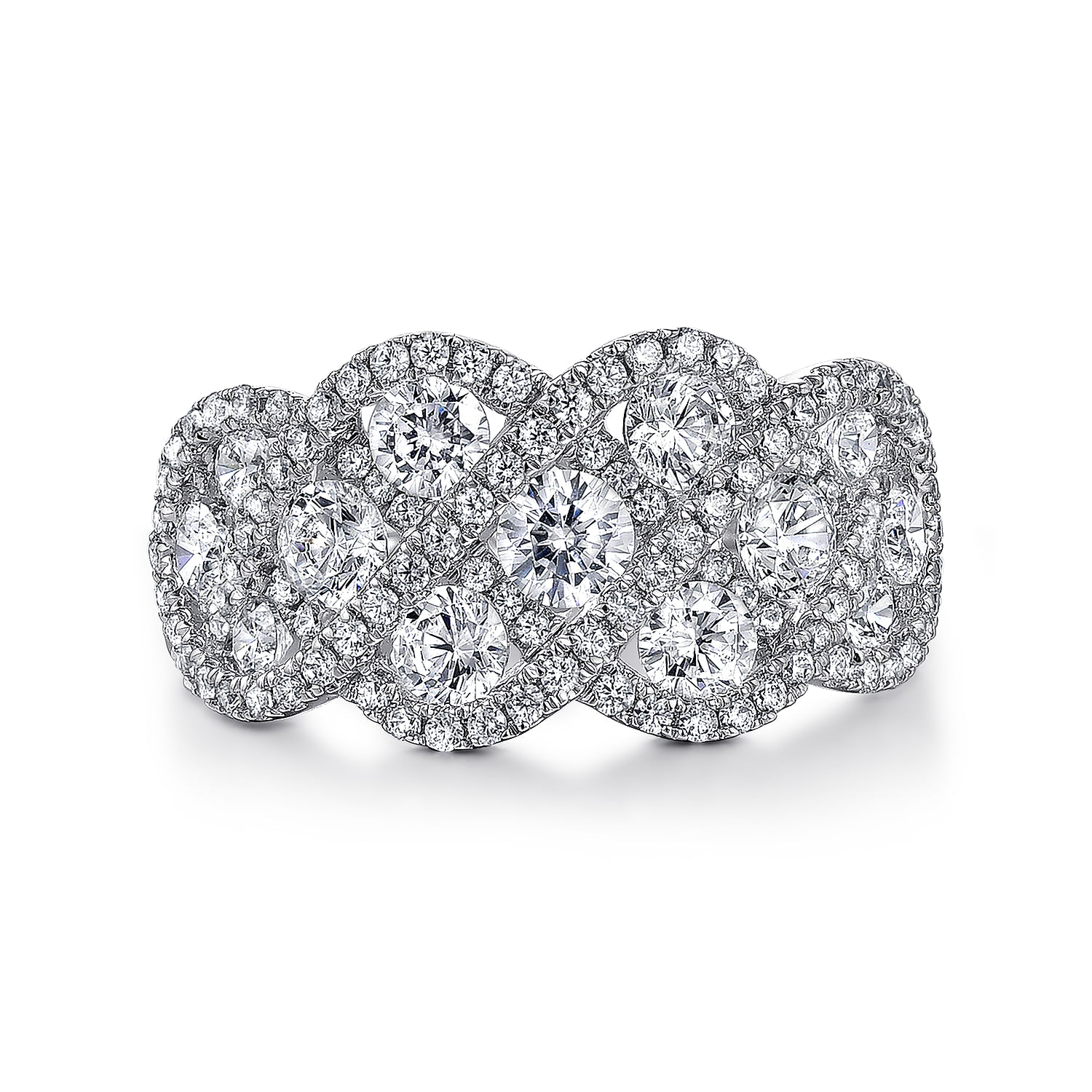Woven Diamond Statement Ring in 14K White Gold