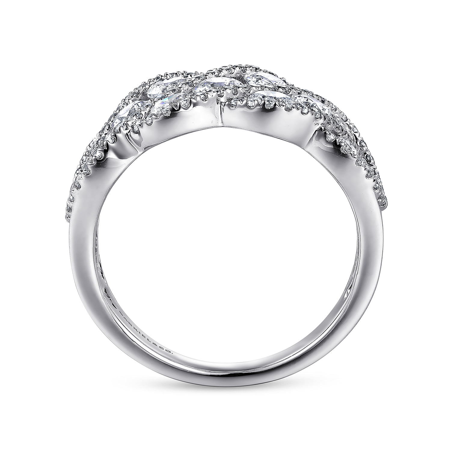 Woven Diamond Statement Ring in 14K White Gold, photograph 2