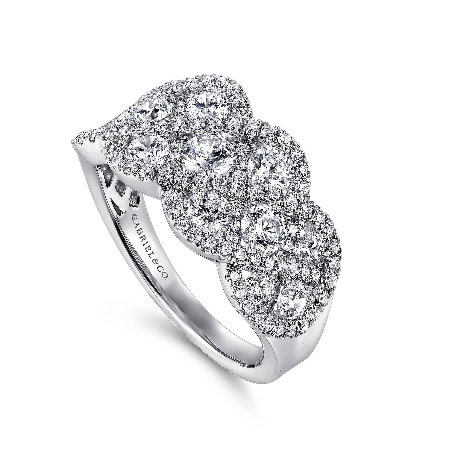 Woven Diamond Statement Ring in 14K White Gold, photograph 3