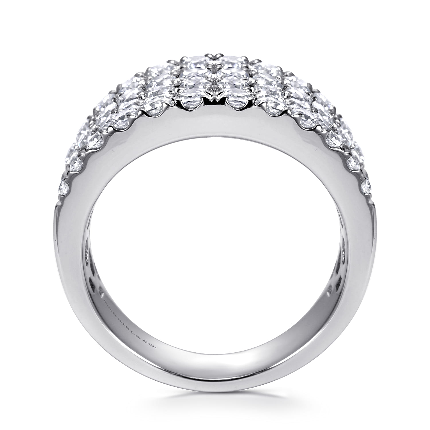 Wide Band Pave Diamond Ring in 14K White Gold, photograph 2