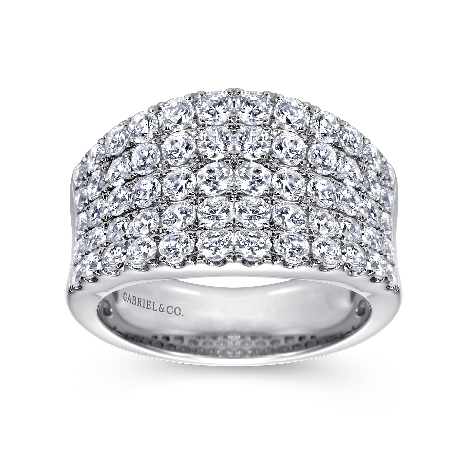 Wide Band Pave Diamond Ring in 14K White Gold, photograph 4