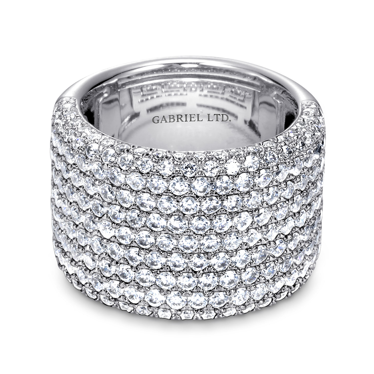 Wide Multi Row Diamond Ring