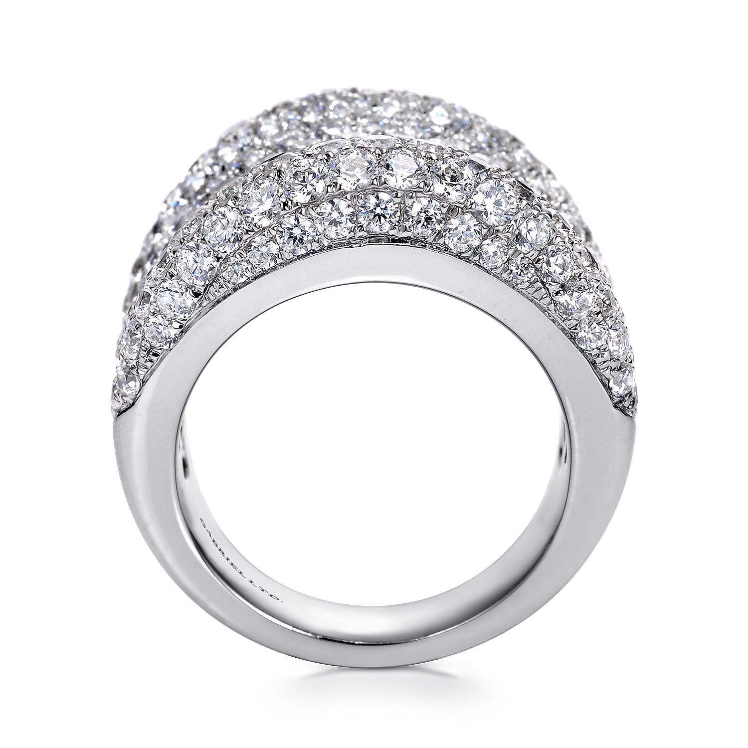 Wide Diamond Pave Statement Ring in 18K White Gold, photograph 2