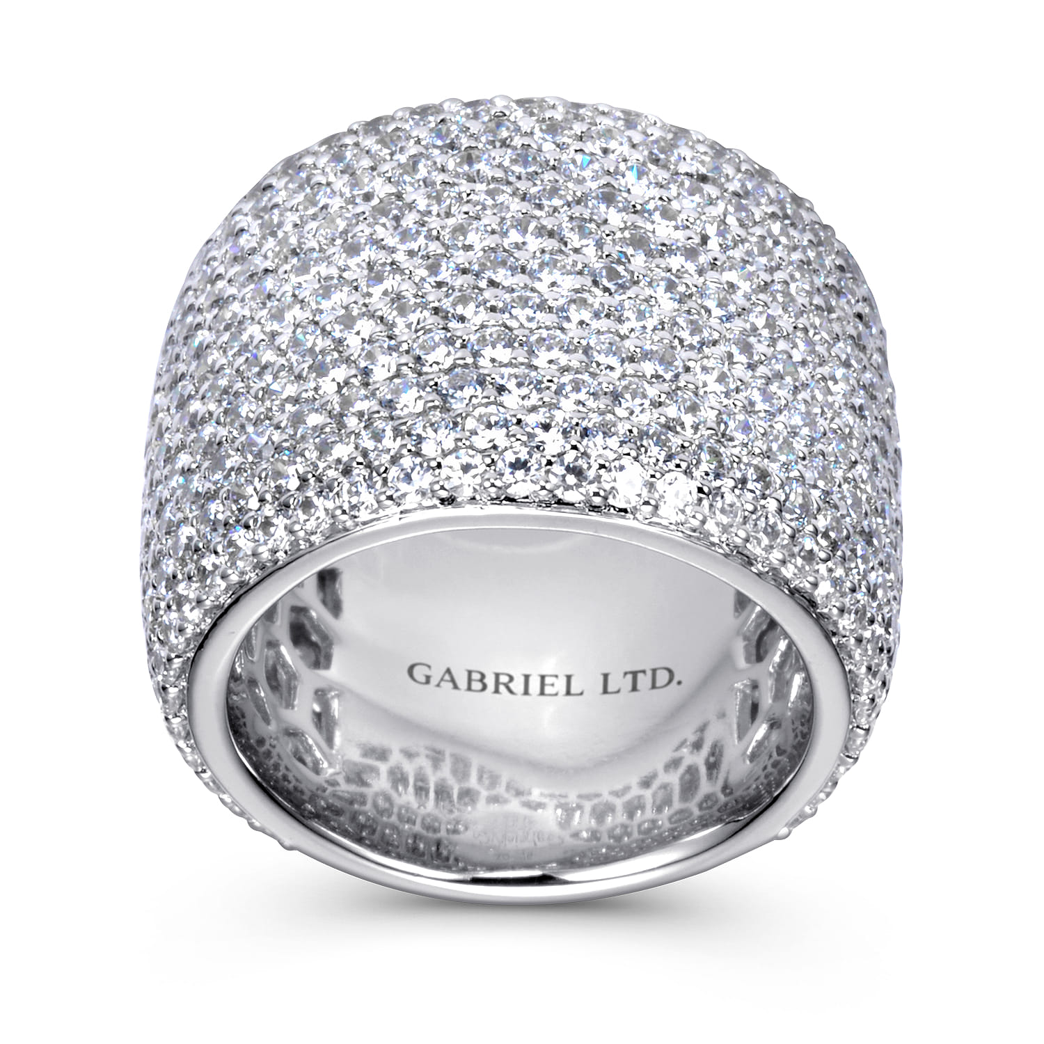 Diamond Pave Domed Ring in 18K White Gold, photograph 4