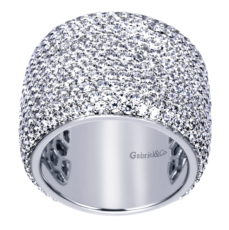 Diamond Pave Domed Ring in 18K White Gold, photograph 5