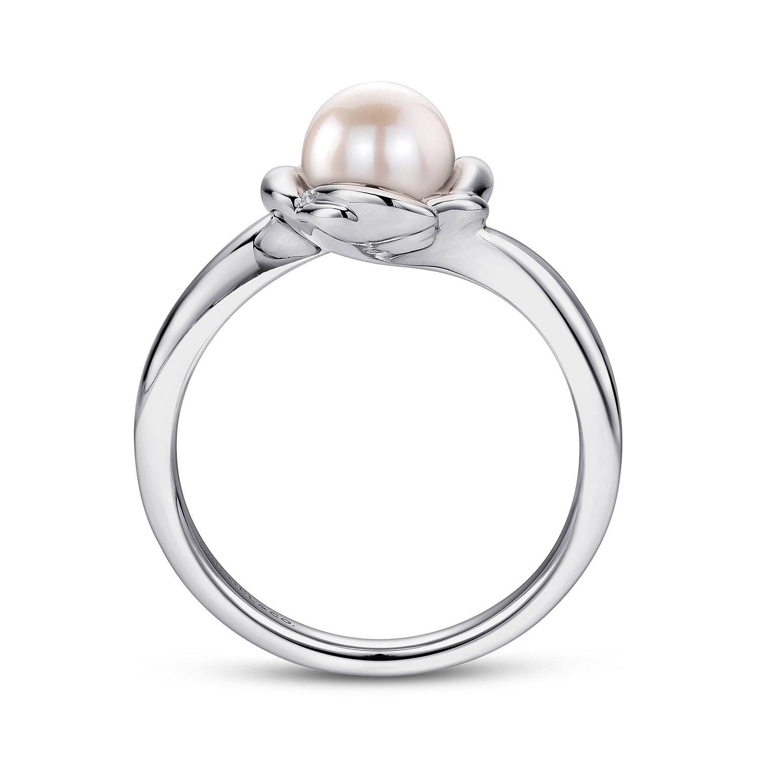 Floral Cultured Pearl Ring in Sterling Silver, photograph 2