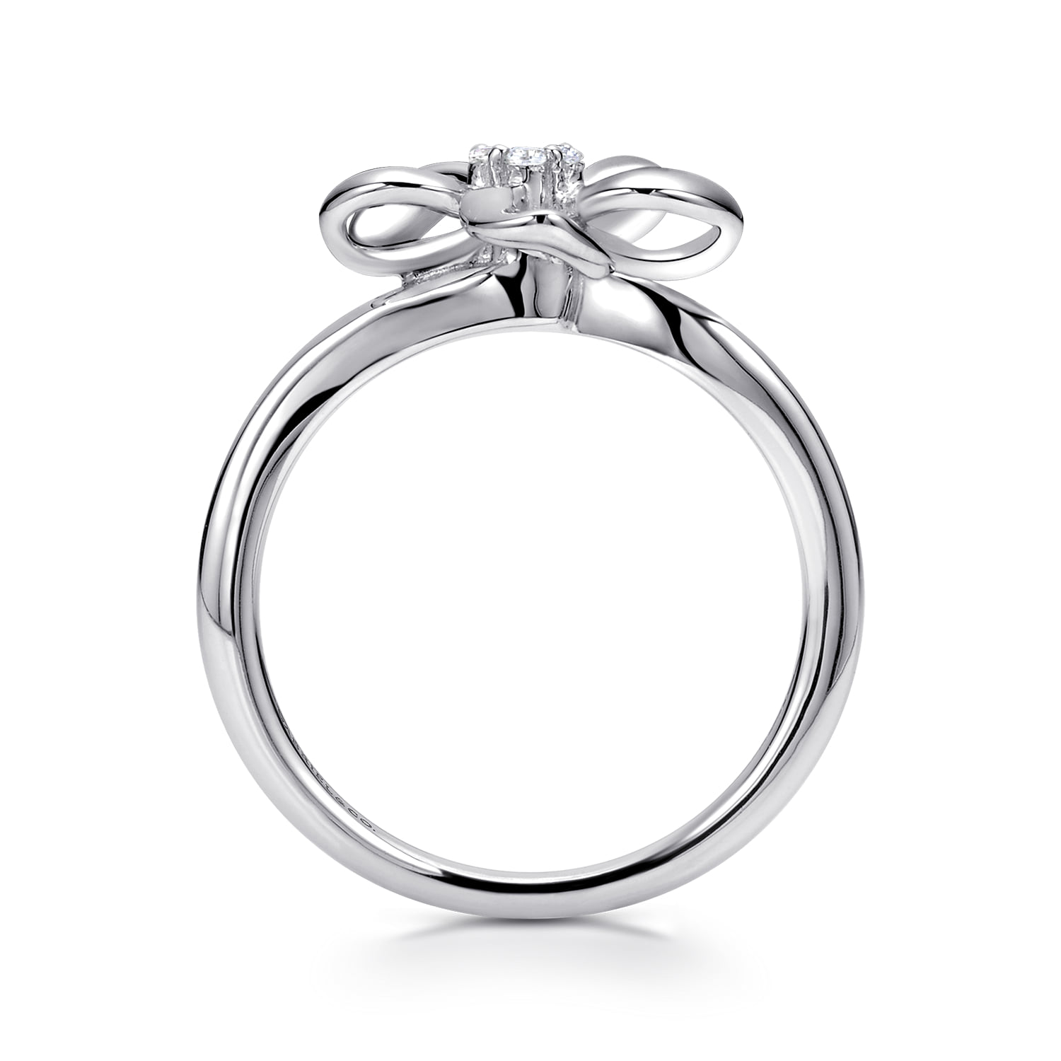 Floral White Sapphire Ladies Ring in Sterling Silver, photograph 2