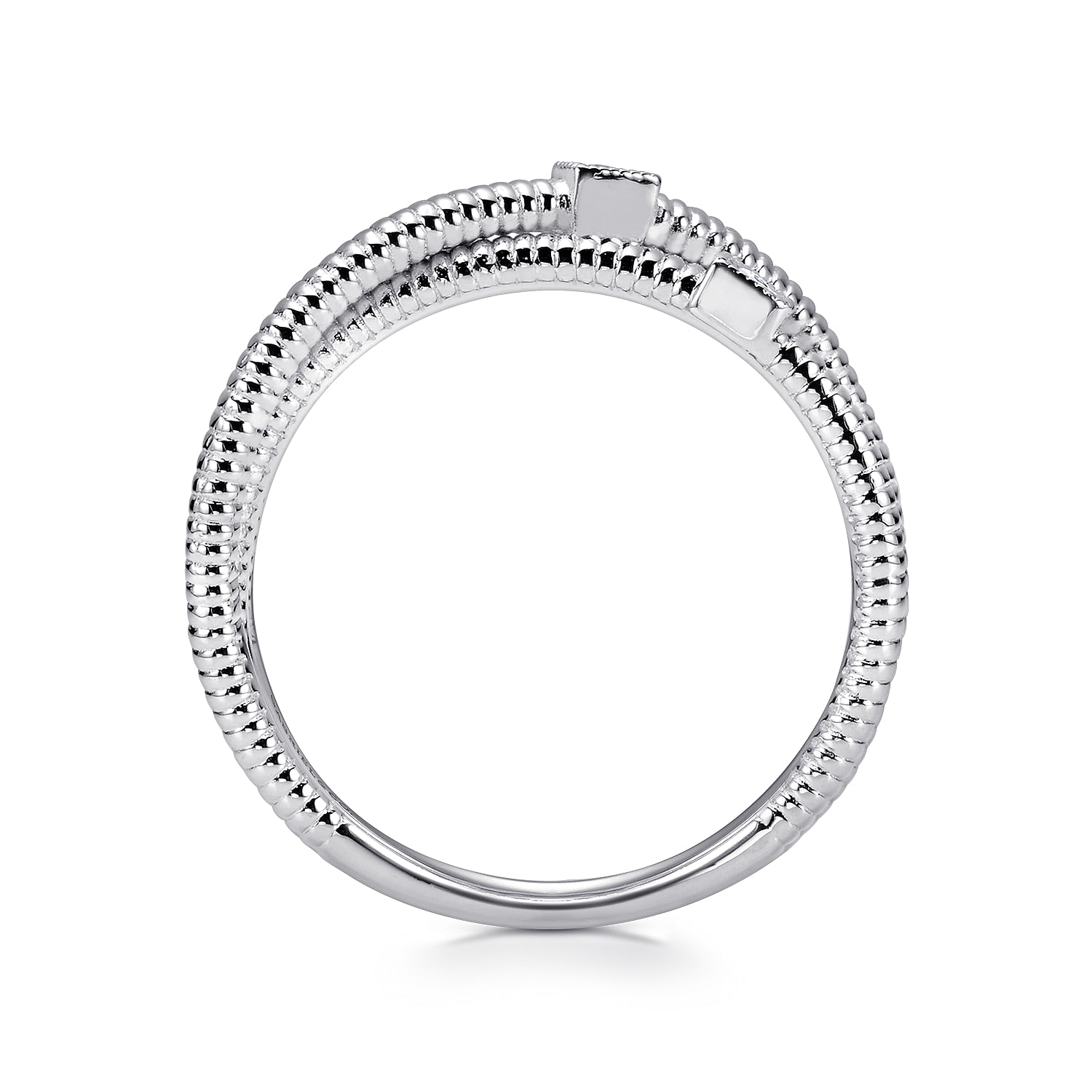 Diamond Station Criss Cross Ring in Sterling Silver, photograph 2