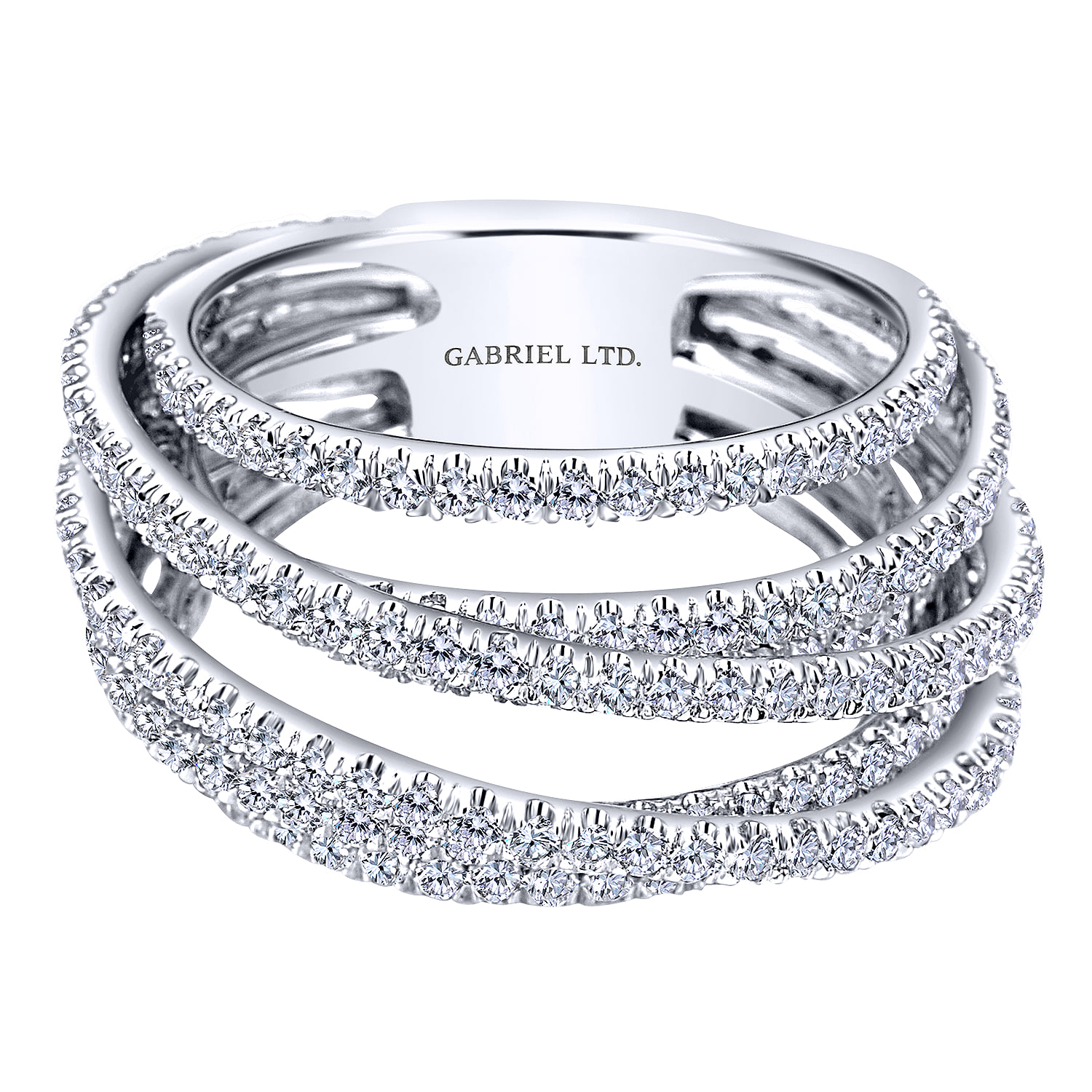 Multi Row Intersecting Diamond Ring