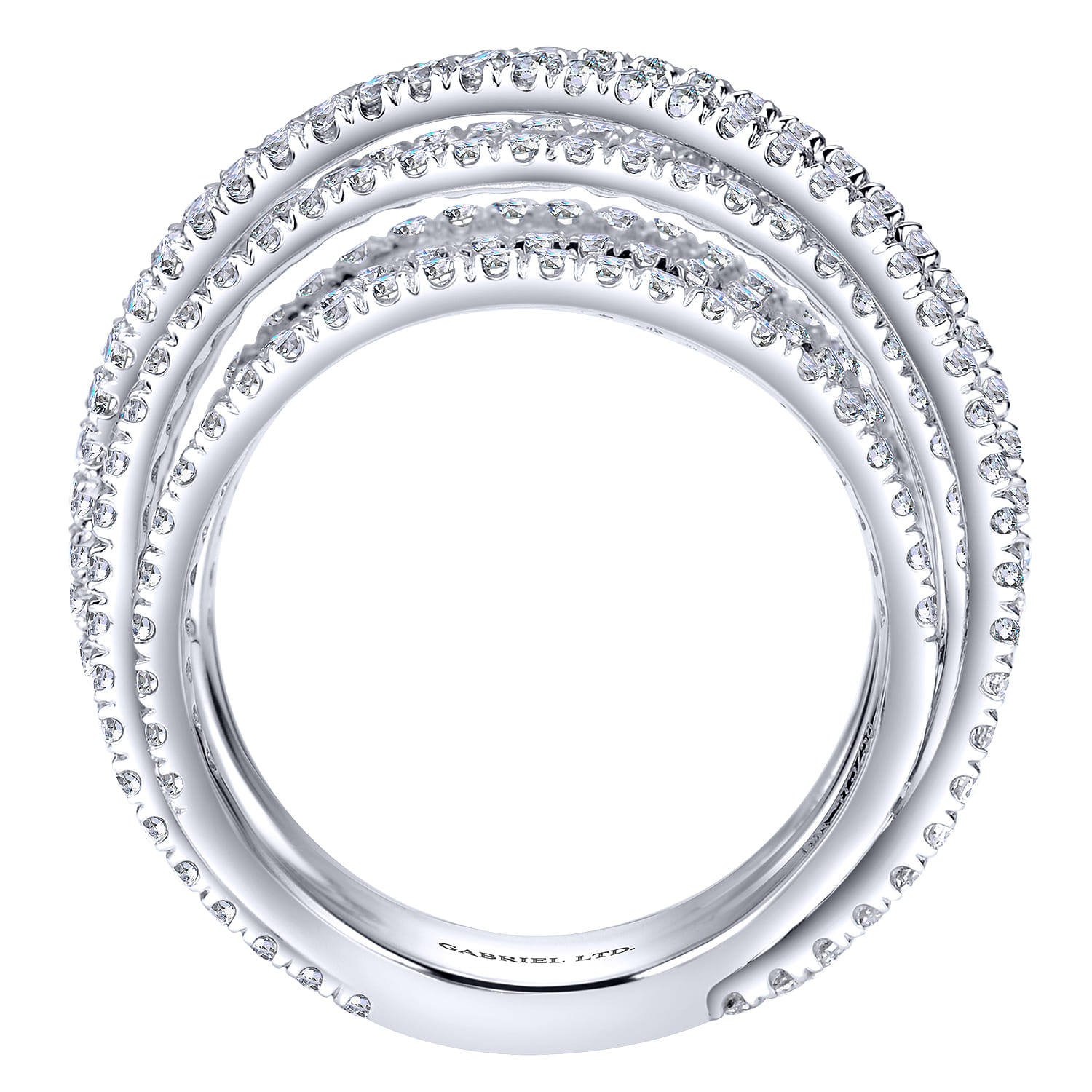 Multi Row Intersecting Diamond Ring in 18K White Gold, photograph 2