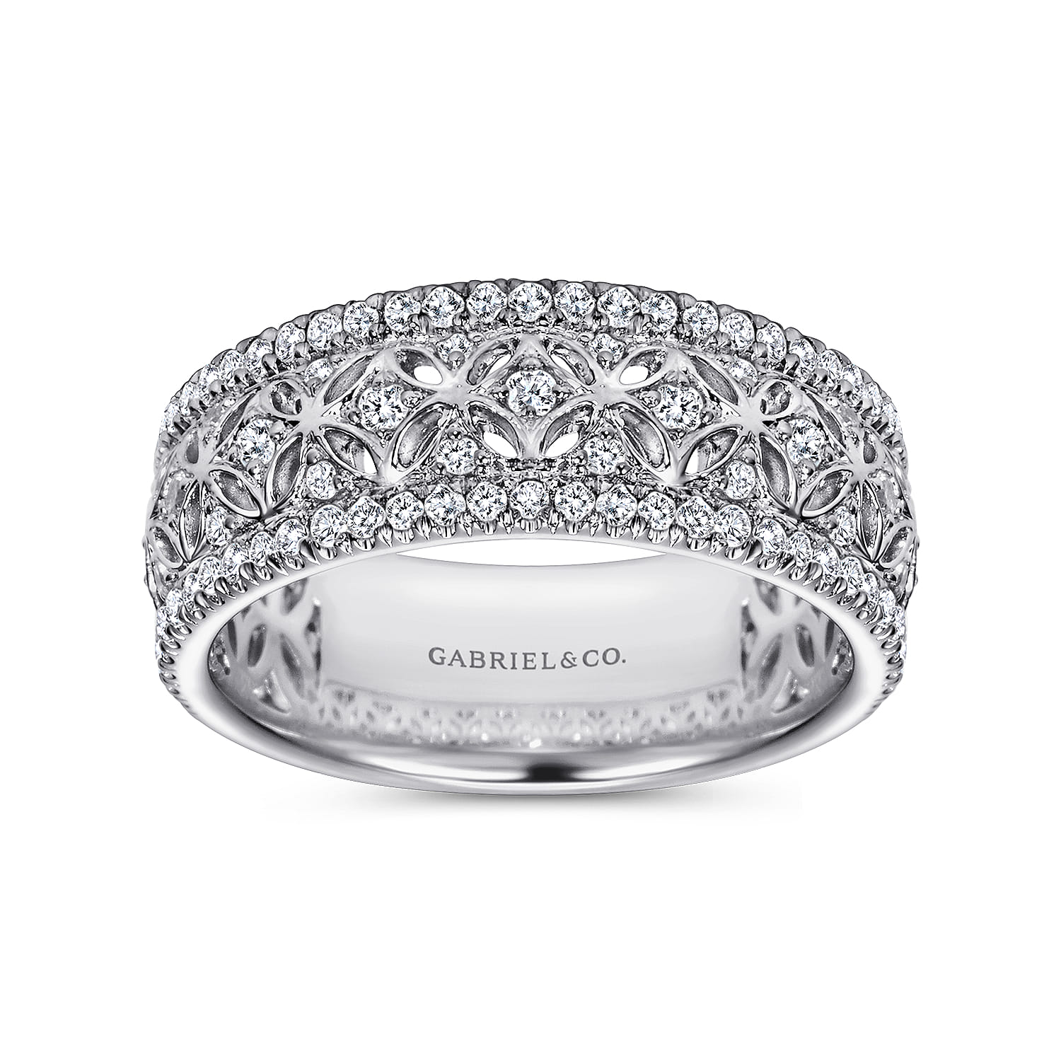 Vintage Inspired Diamond Band in 14K White Gold, photograph 4