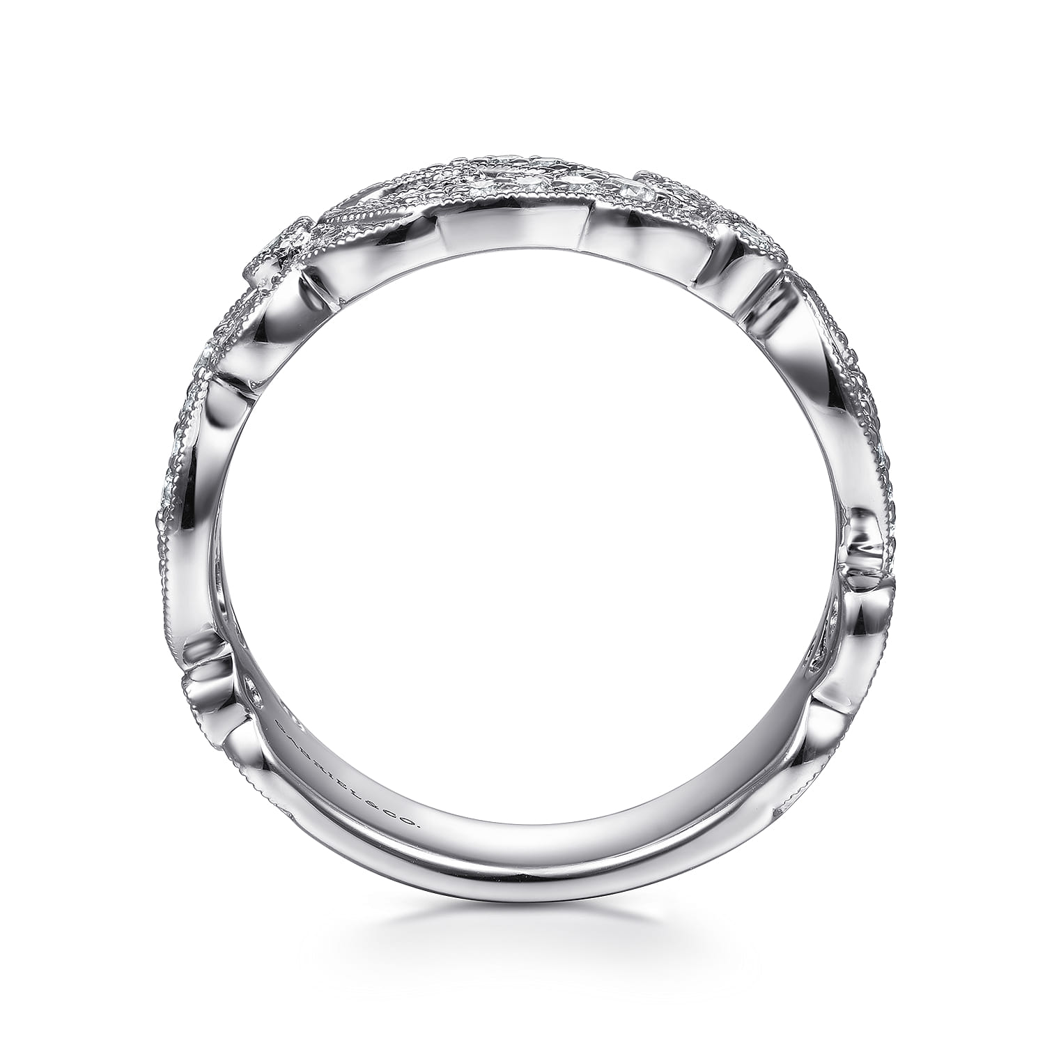 Floral Inspired Diamond Stackable Ring in 14K White Gold, photograph 2