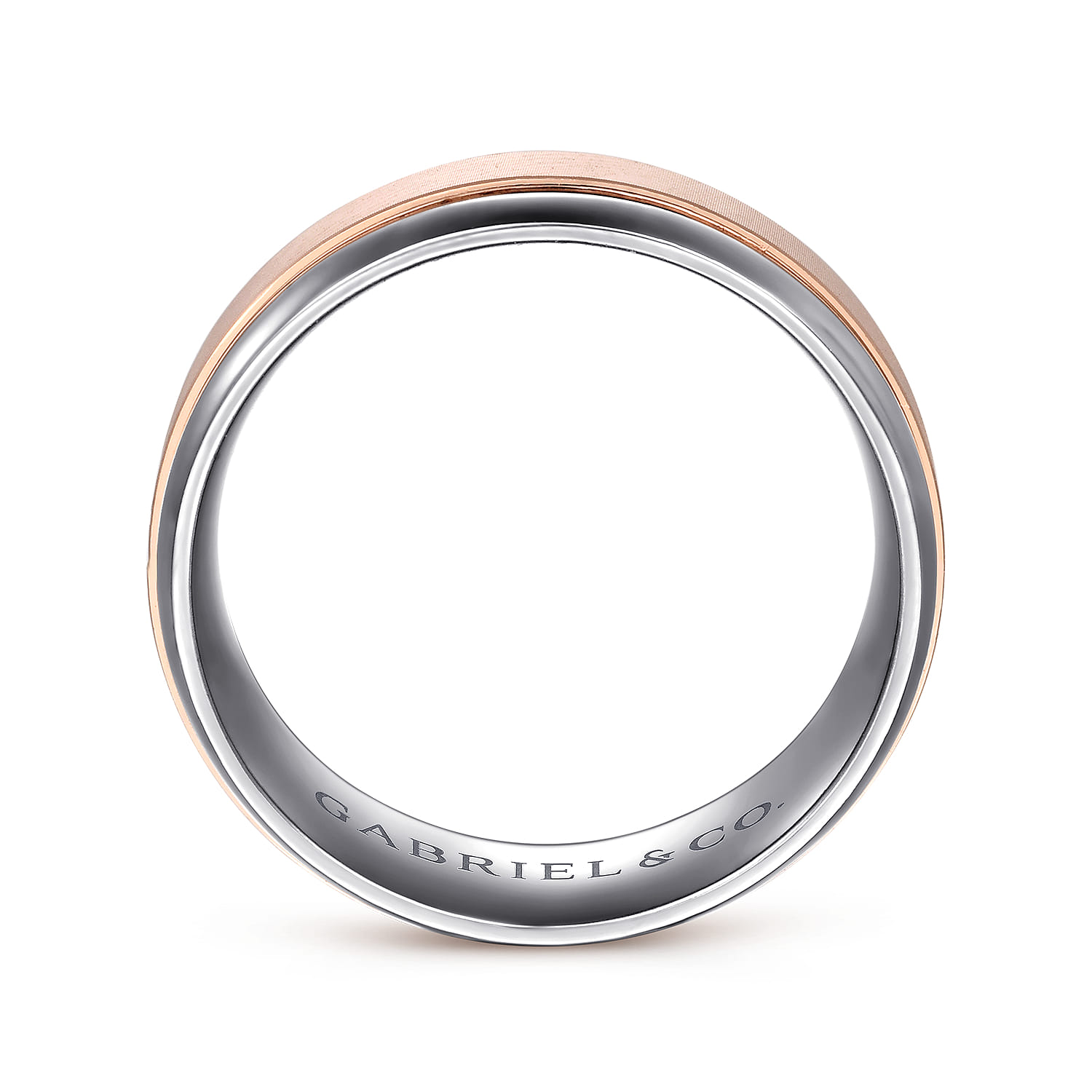 Mens Alternative 8mm Beveled Tantalum and Band in 14K Rose Gold, photograph 2