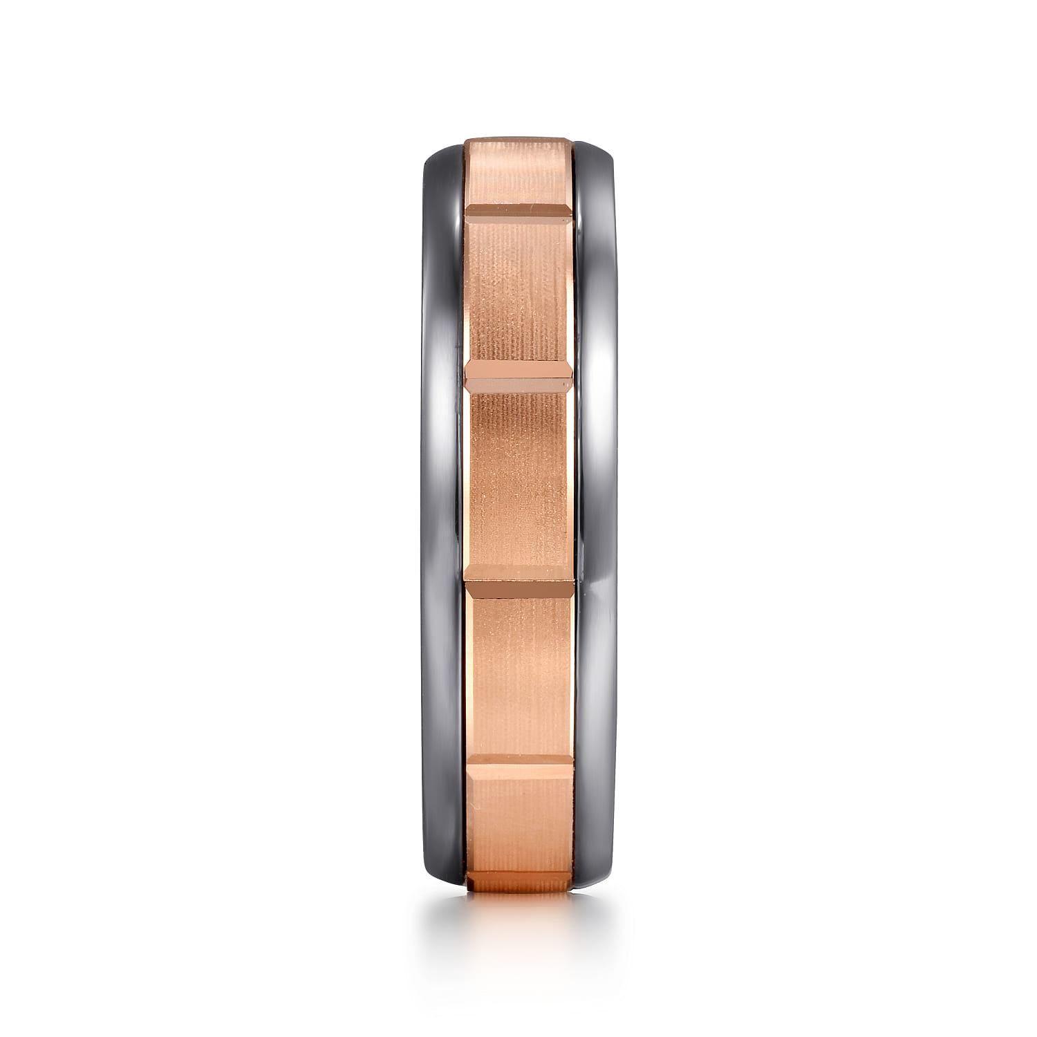 Mens Alternative 6mm Tantalum and Band in 14K Rose Gold, photograph 4