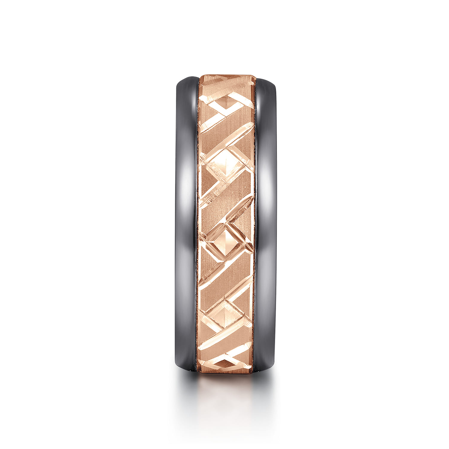 Mens Alternative 8mm Tantalum and Band in 14K Rose Gold, photograph 4