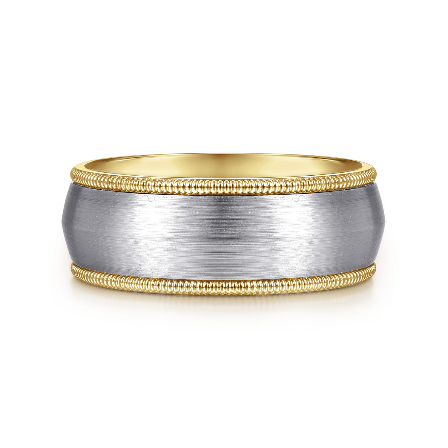 8mm - Two Tone Men's Wedding Band in Satin Finish