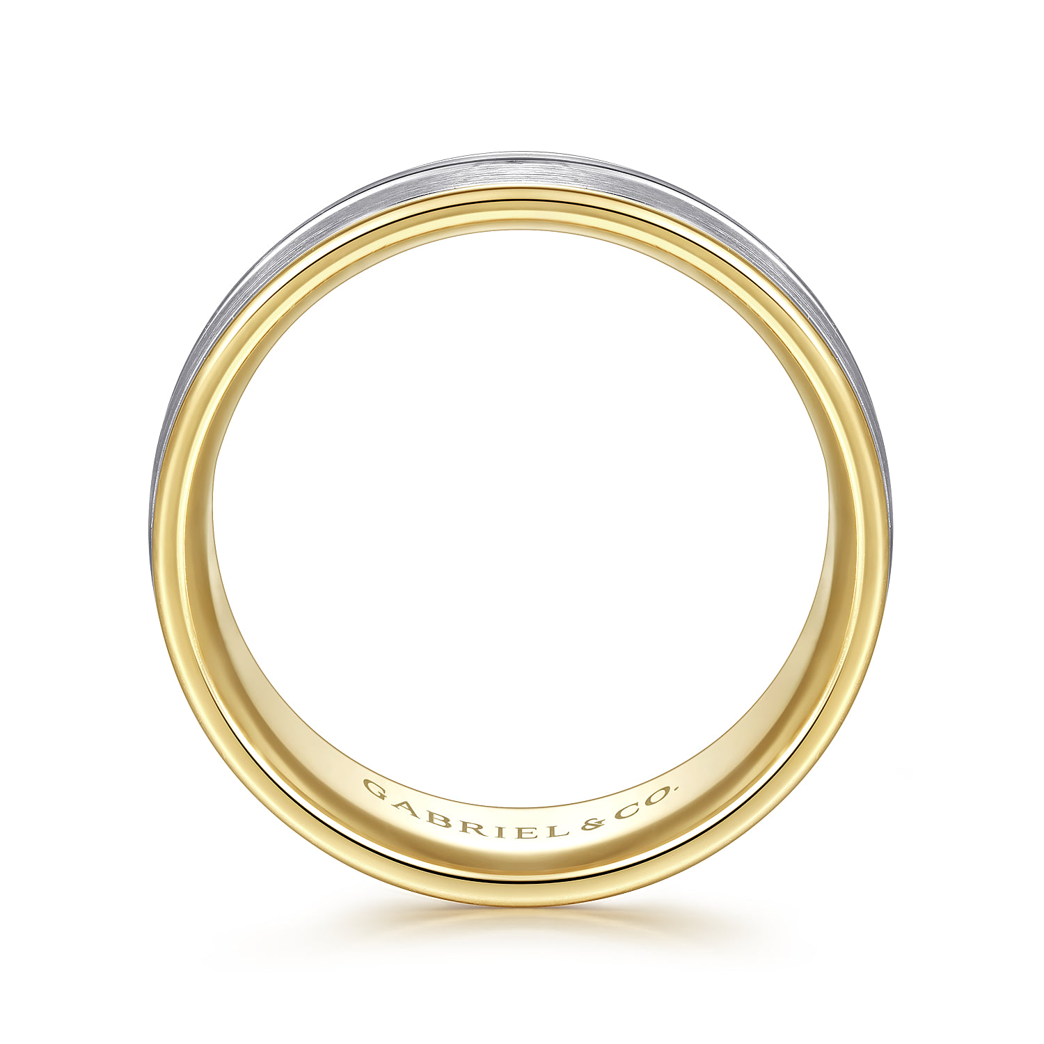 8mm - Two Tone Men's Wedding Band in Satin Finish in 14K White/Yellow Gold, photograph 2
