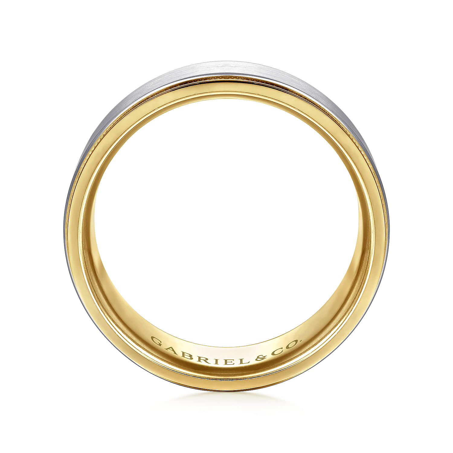 8mm - Two Tone Men's Wedding Band in Satin Finish in 14K White/Yellow Gold, photograph 2