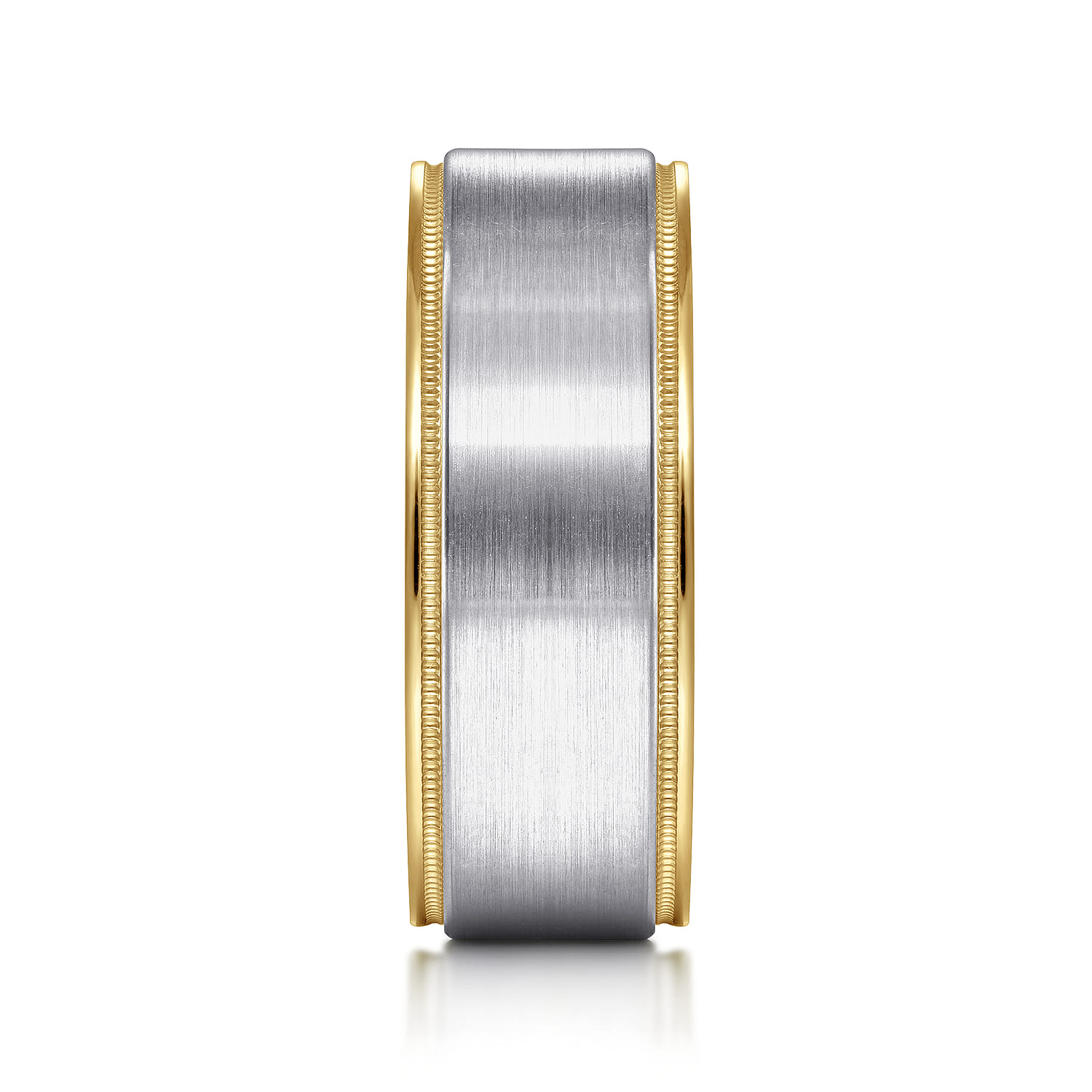 8mm - Two Tone Men's Wedding Band in Satin Finish in 14K White/Yellow Gold, photograph 4