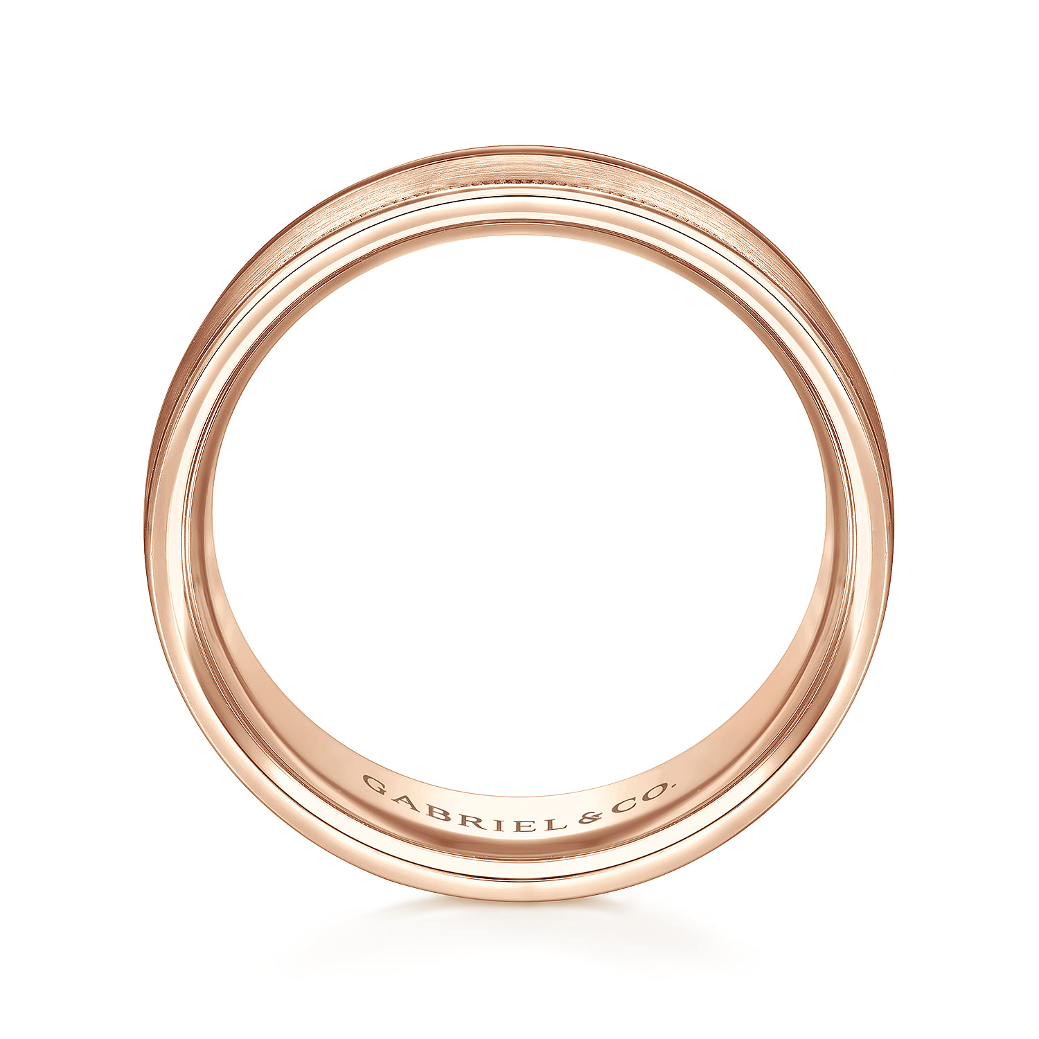7mm - Men's Wedding Band in Satin Finish in 14K Rose Gold, photograph 2