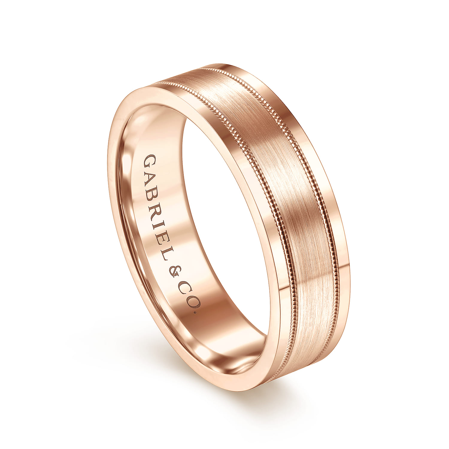 6mm - Men's Wedding Band in Satin Finish in 14K Rose Gold, photograph 3