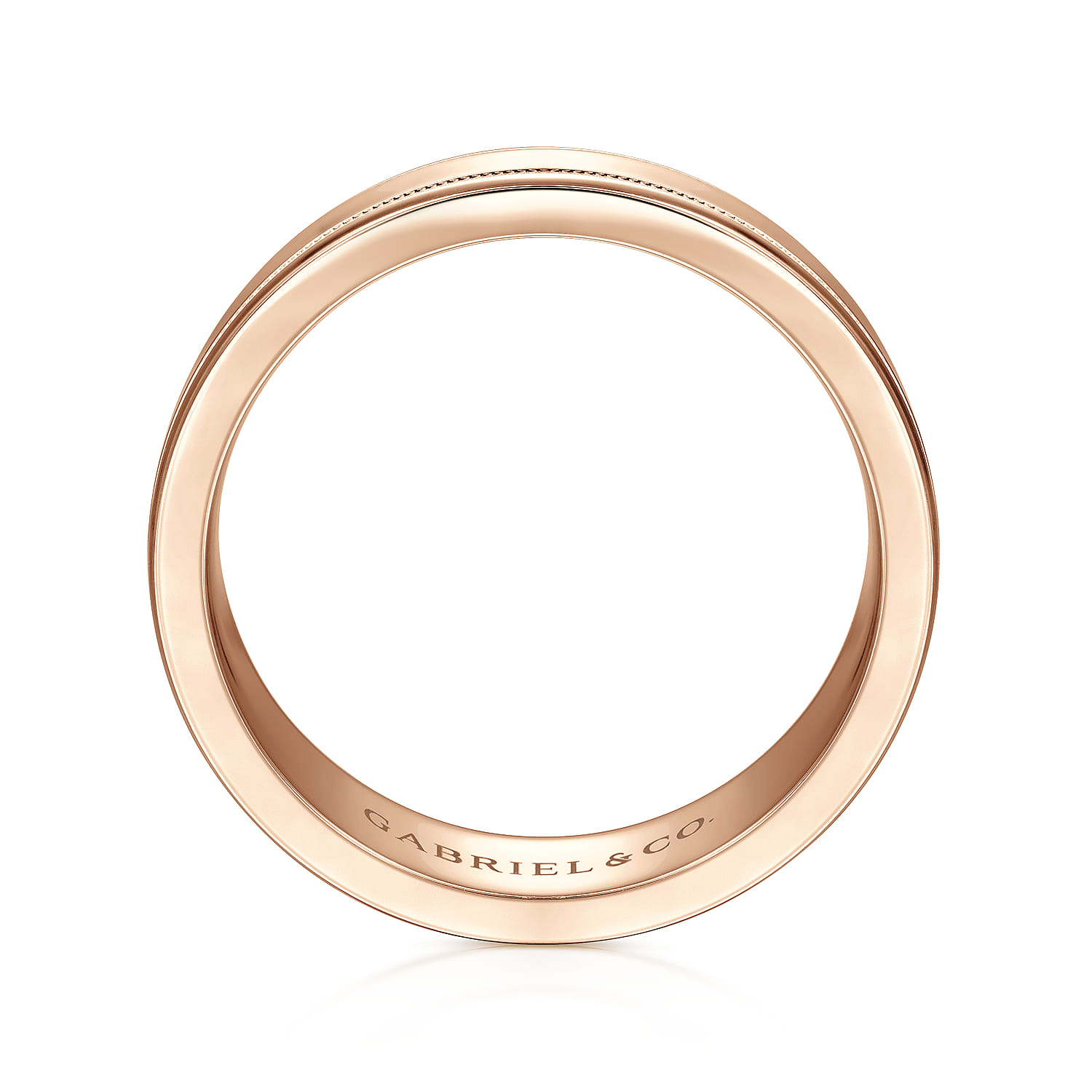 7mm - High Polished Men's Wedding Band in 14K Rose Gold, photograph 2