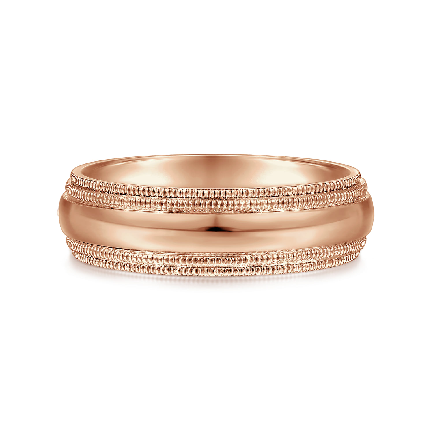 High Polish Men's Wedding Band with Milgrain Edge