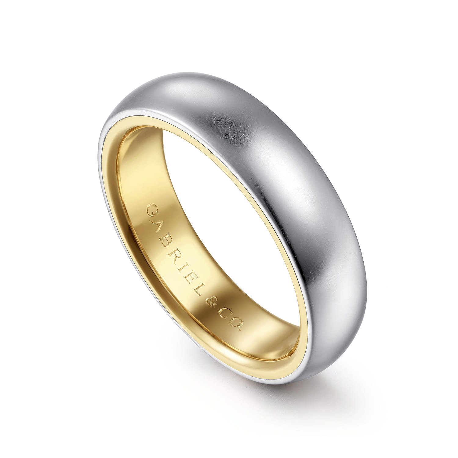 6mm Mens Wedding Band in Sand Blast Finish in 14K White/Yellow Gold, photograph 3
