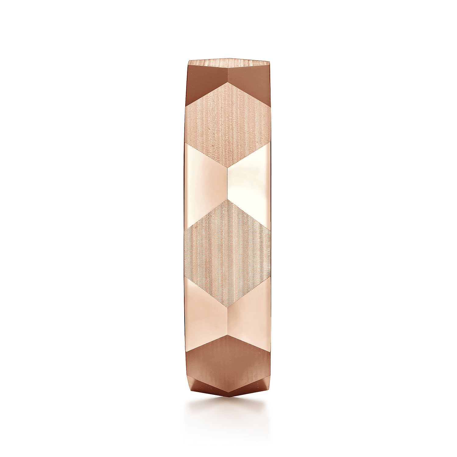 6mm - Carved Men's Wedding Band in Satin Finish in 14K Rose Gold, photograph 4