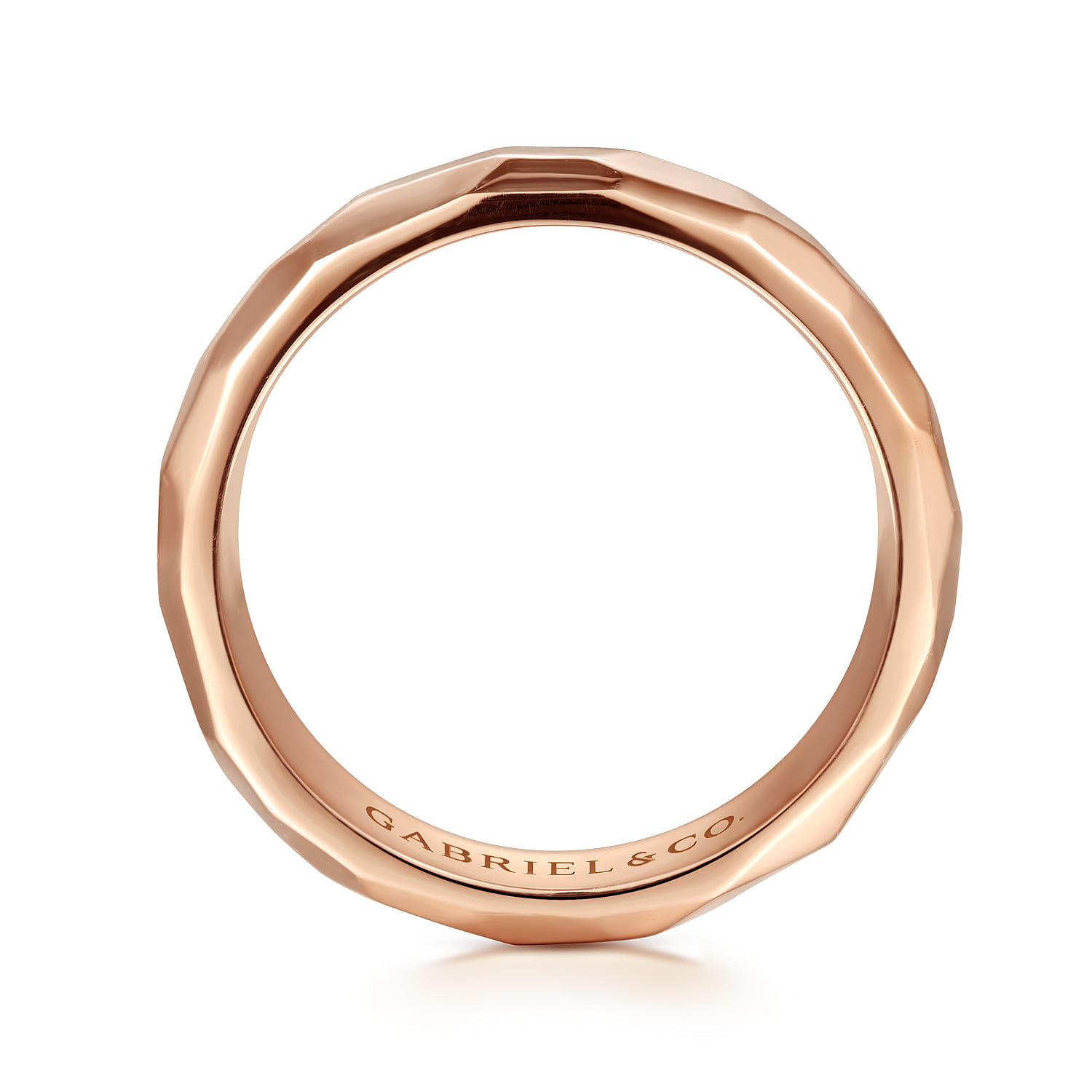 7mm Mens Wedding Band in High Polished Finish in 14K Rose Gold, photograph 2